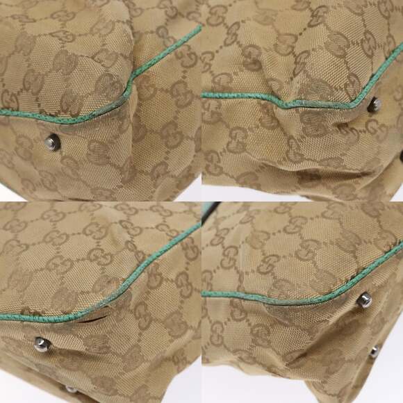 GUCCI GG Canvas Hand Bag Beige Green - Picture 10 of 12